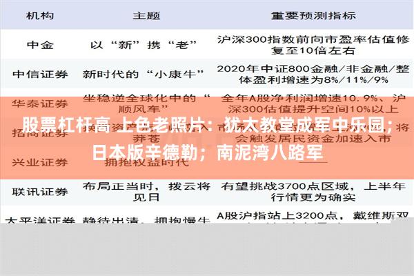 股票杠杆高 上色老照片：犹太教堂成军中乐园；日本版辛德勒；南